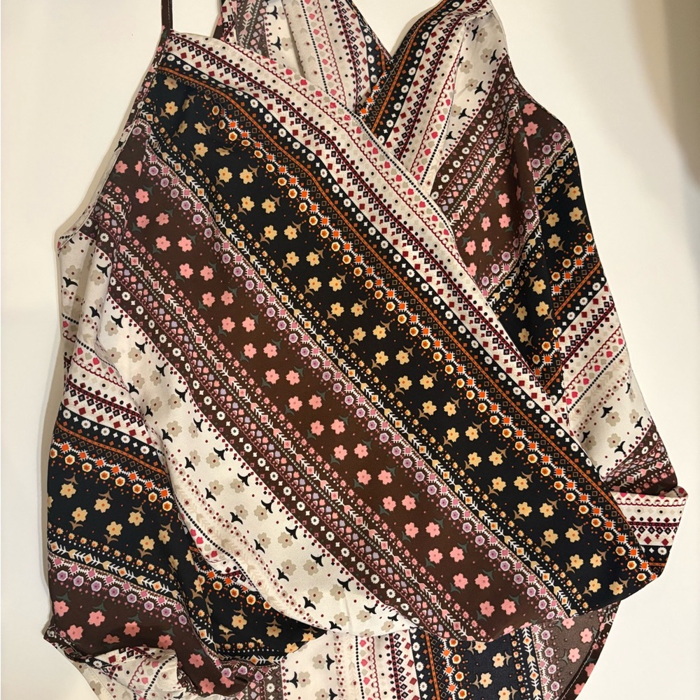 SHEIN Multicolor Floral Striped Tank Top